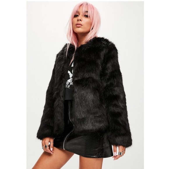 sassymonsters Jackets & Blazers - Black Faux Fur Coat Shaggy Jacket